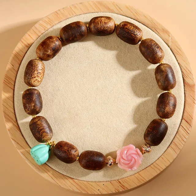 【禧禧珠寶】沉香木牡丹花手鍊