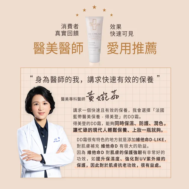 【DermEden 得美登】抗老化防曬DD霜 SPF50 50mL(3%維他命D-like全效潤亮)