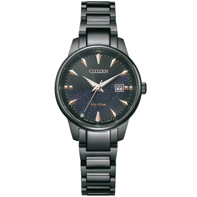 【CITIZEN 星辰】PAIR系列 亞洲限定 光動能銀河黑情侶對錶 附贈專屬錶盒(BM7595-89E+EW2595-81E)