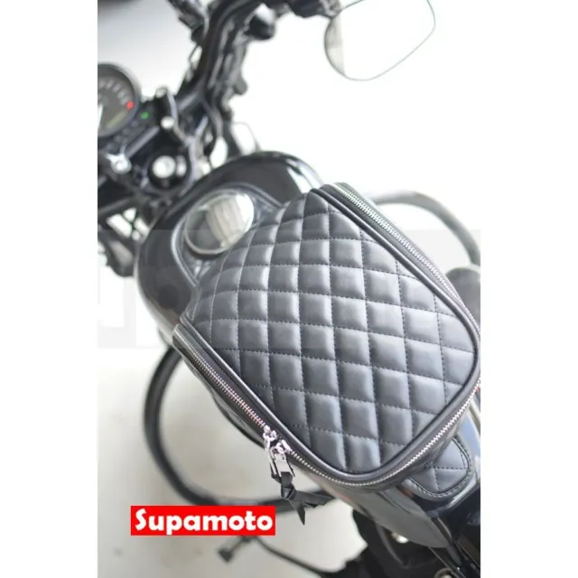 【Supamoto】檔車油箱包―菱格 (防水/復古皮革/菱格/油箱蓋固定/哈雷/機車外掛包包)