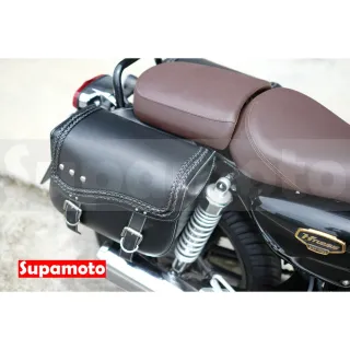 【Supamoto】機車馬鞍包―麻花飾邊款N (皮革馬鞍袋/復古檔車改裝/側包/側箱/加掛包包)