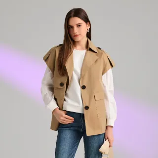 【KERAIA 克萊亞】焦糖威化餅率性休閒外搭背心