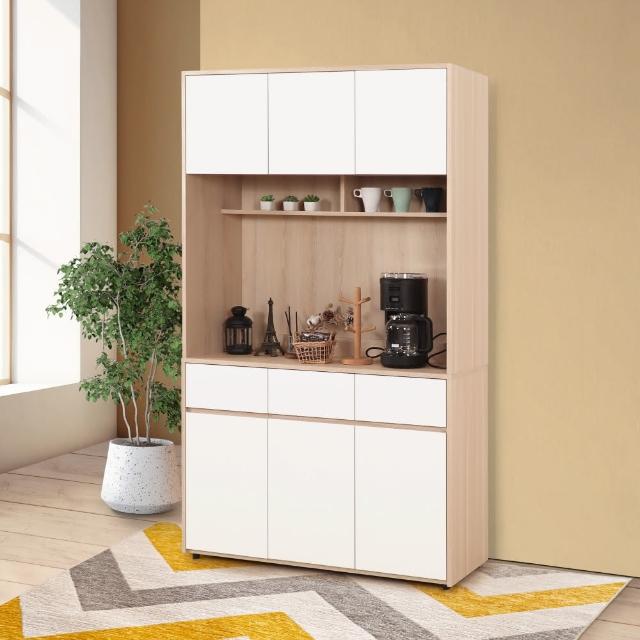 【WAKUHOME 瓦酷家具】Ollie日式北歐風4尺餐櫃上下座組合B001-J803+804