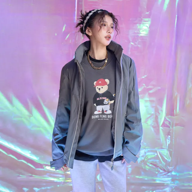 【MAJOR MADE】登峰滑板小熊水洗灰大學T(大學T/圖案T/長袖)