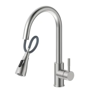 【BOSS】不銹鋼 廚房伸縮立式龍頭 有加壓機適用(無安裝)