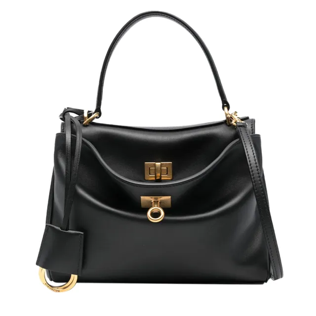 【Balenciaga 巴黎世家】795456 爆款翻玩Rodeo系列極簡垂墜小牛皮金扣MINI手提斜背包『entrupy安心購』
