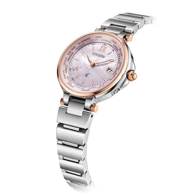 【CITIZEN 星辰】xC系列 光動能電波對時優雅腕錶/粉蝶貝29mm(EC1011-62W)