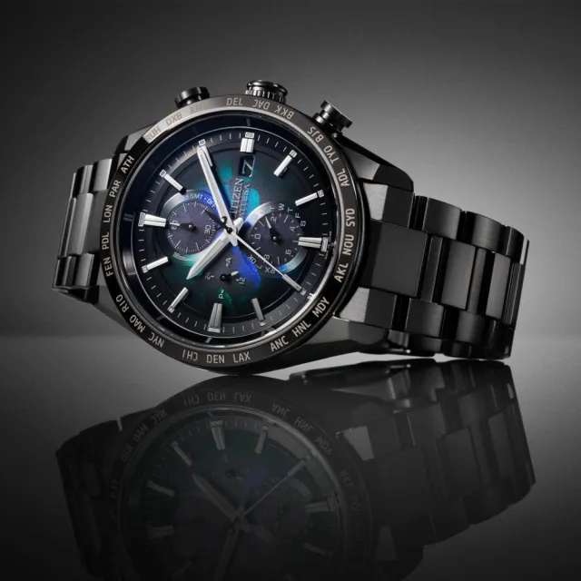 【CITIZEN 星辰】GENTS 宇宙幻彩限定款電波光動能石英錶鈦金屬計時男錶/42mm 雙11(AT8286-65E)送禮