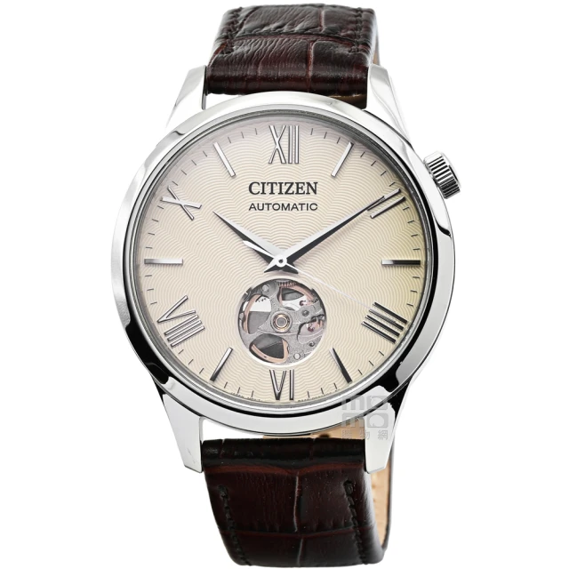 CITIZEN 星辰 星辰Mechanical藍寶石機械鋼帶皮帶錶-淡金面(NH9130-17A)