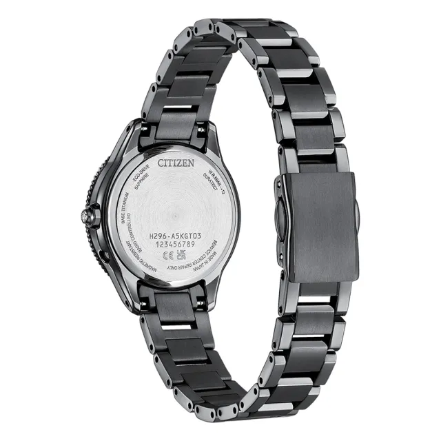 【CITIZEN 星辰】xC 限定款宇宙幻彩光動能日月顯示電波鈦金屬女錶-黑/29mm(EE1008-56E)618 禮物