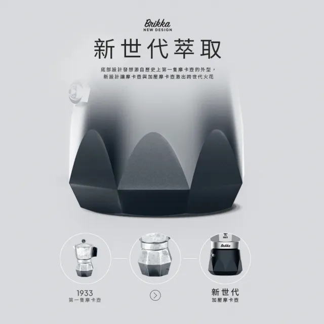 【Bialetti 比亞樂堤】極厚鑽石加壓摩卡壺BRIKKA-公司貨2杯份-銀(crema醇香/免插電咖啡機/原廠保固2年)