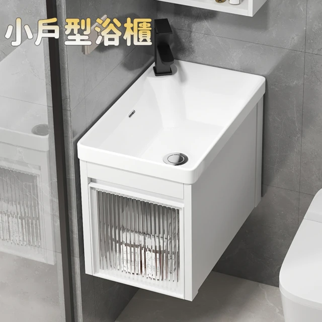 E-home家居 小戶型浴室櫃 洗手盆 洗漱台 浴櫃 60*30公分(一體陶瓷盆 防水防潮 無鏡櫃)