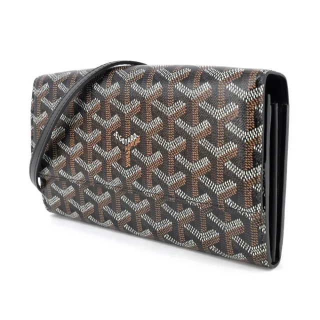 【GOYARD 高雅德】Varenne 經典LOGO防水帆布翻蓋WOC斜背包(黑)