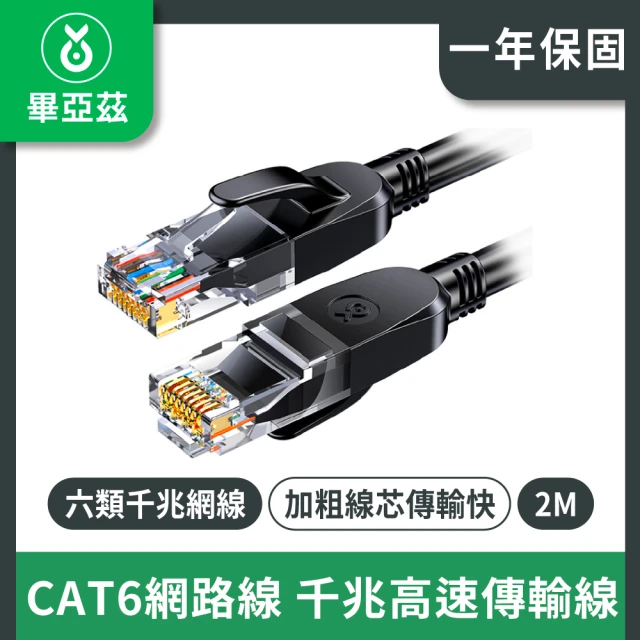 biaze畢亞茲 CAT6網路線 千兆高速傳輸線(8芯雙絞 黑2M)