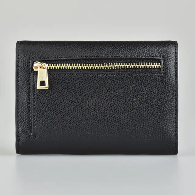 【FURLA 芙拉】FURLA 1927拱門LOGO璇釦式8卡牛皮短夾(黑)