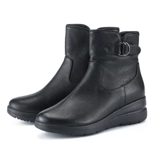 【ORIN】牛皮釦環裝飾厚底短靴(黑色)