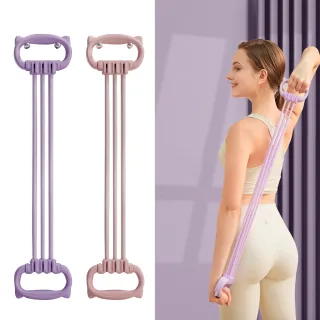 【Halo】可調節磅數貓耳拉力器 女開肩美背健身彈力帶 8字練背拉力繩 六股拉力帶