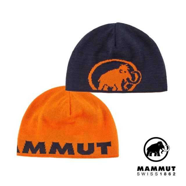 Mammut 長毛象 Mammut Logo Beanie 正反兩用保暖針織LOGO羊毛帽 復刻橘/夜藍 #1191-04891