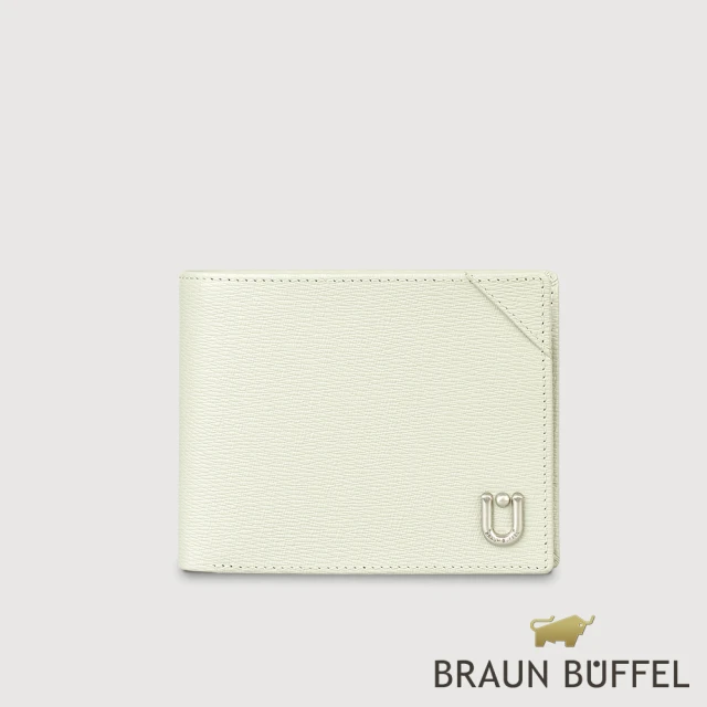 BRAUN BUFFEL 德國小金牛 台灣總代理 斯萊特 8卡中間翻零錢袋短夾-淺灰色(BF552-318-SGY)