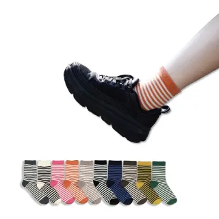 【哈囉喬伊】韓國襪子 基本款細條紋中筒襪 女襪 A168(正韓直送 韓妞必備 棉襪 長襪 韓國少女襪)
