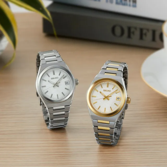 【SEIKO 精工】CS系列 簡約時尚 橫條紋女錶 -34mm 雙色(SUR578P1/6N42-00N0KS)