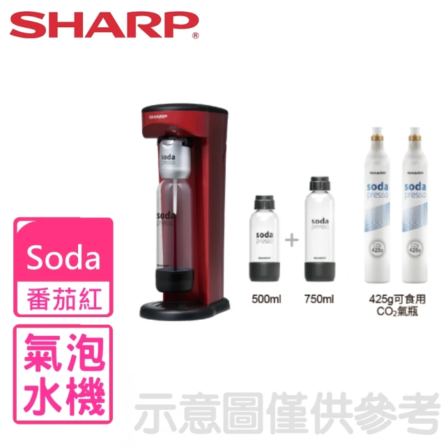 SHARP 夏普 Soda Presso番茄紅氣泡水機2水瓶與2氣瓶福利品(CO-SM2T-R)