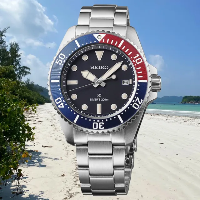 【SEIKO 精工】PROSPEX系列 防水200米 太陽能潛水腕錶 618 週年慶 畢業禮物 (SNE595P1/V157-00A0B)