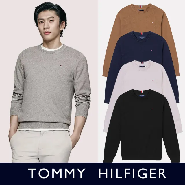 【Tommy Hilfiger】TOMMY 經典圓領Logo針織毛衣 上衣-多色組合(百搭必備/平輸品/雙11/)