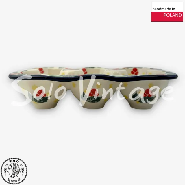 【SOLO 波蘭陶】波蘭製 CA 波蘭陶 18CM 蛋架 紅果花圈系列 CERAMIKA ARTYSTYCZNA