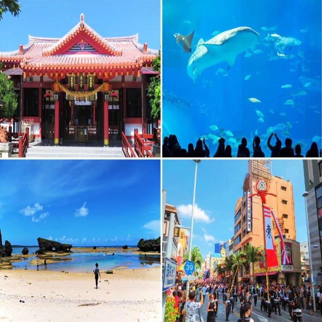 連休GO沖繩4日 日航越洋航空鯨鯊彩繪機、恩納玻璃工房、王國