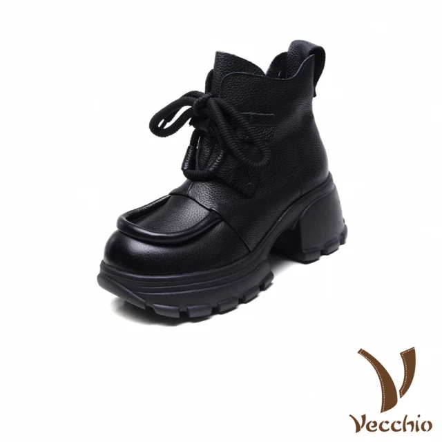 Vecchio 真皮中筒靴 粗跟中筒靴/真皮頭層牛皮經典復古