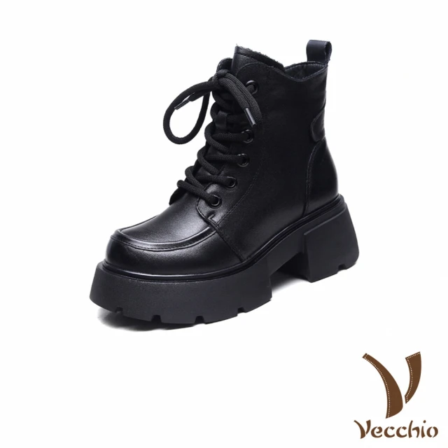 Vecchio 真皮中筒靴 粗跟中筒靴/真皮頭層牛皮經典復古