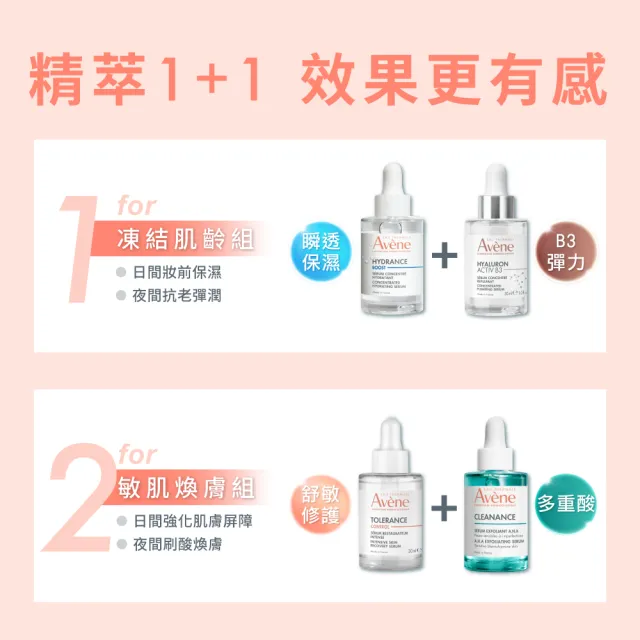 【Avene 雅漾官方直營】雙11強打組★超級滴管精華任選2入組(保濕/舒敏/B3抗老/煥膚)