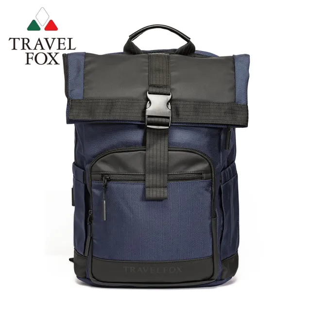 【TRAVEL FOX 旅狐】簡約雙層主袋收納筆電後背包 (TB827-05 藍)