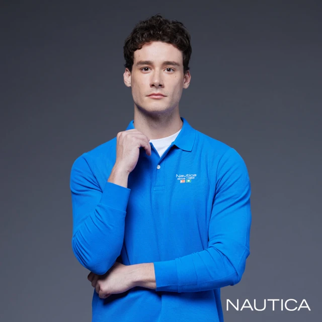 NAUTICA 男裝 率性航海風格長袖POLO衫(藍色)