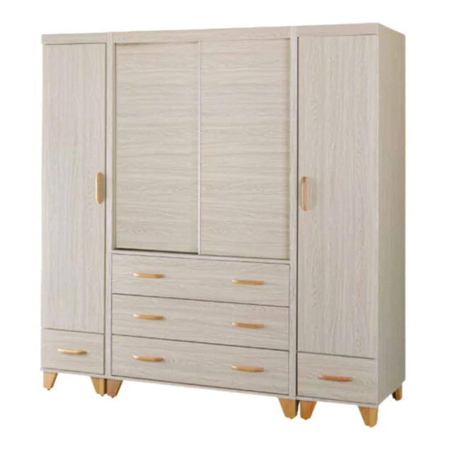 文創集 歐瑞雙色3.5尺開＆推門六抽加高衣櫃組合優惠推薦