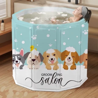 【Zhuyin】便攜式免安裝 泡澡桶 贈收納袋 免充氣摺疊澡盆(折疊泡澡桶 速開浴桶 泡澡浴缸 沐浴桶)