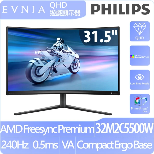 Philips 飛利浦 32M2C5500W 32型 HDR曲面電競螢幕