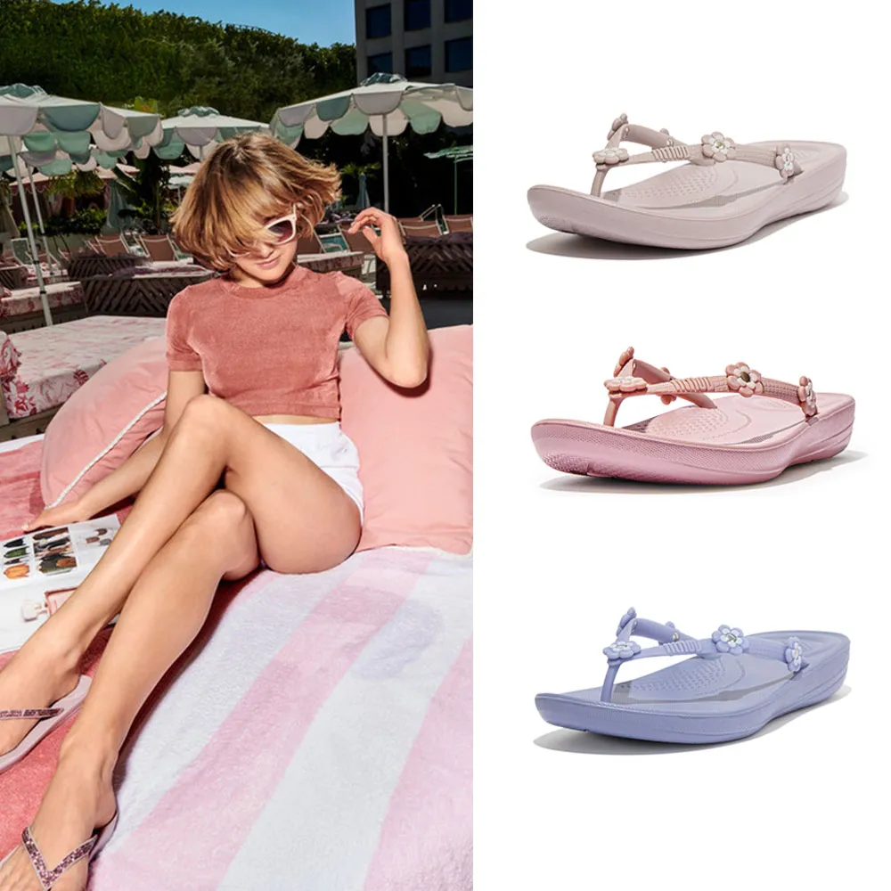 【FitFlop】IQUSHION ERGONOMIC FLIP FLOPS - FLOWER-STUD花朵裝飾人體工學夾腳涼鞋-女(三色)