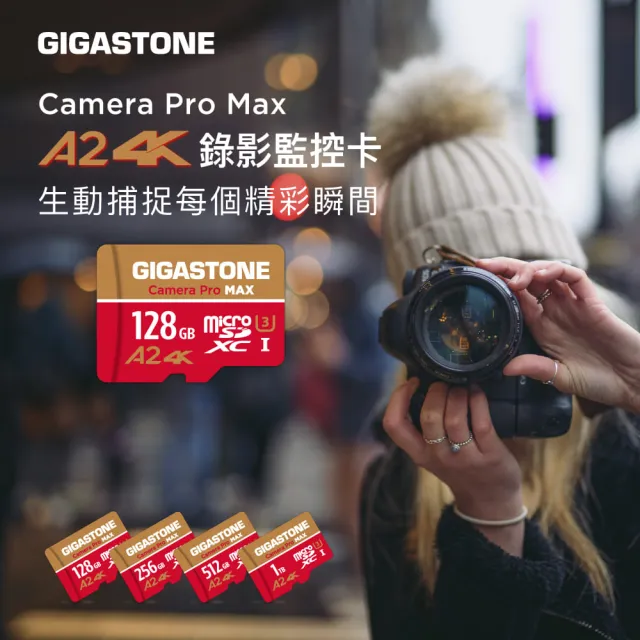 【GIGASTONE 立達】Camera Pro MAX microSDXC UHS-Ⅰ U3 A2 4K 256GB錄影監控記憶卡-2入組(網路攝影機)