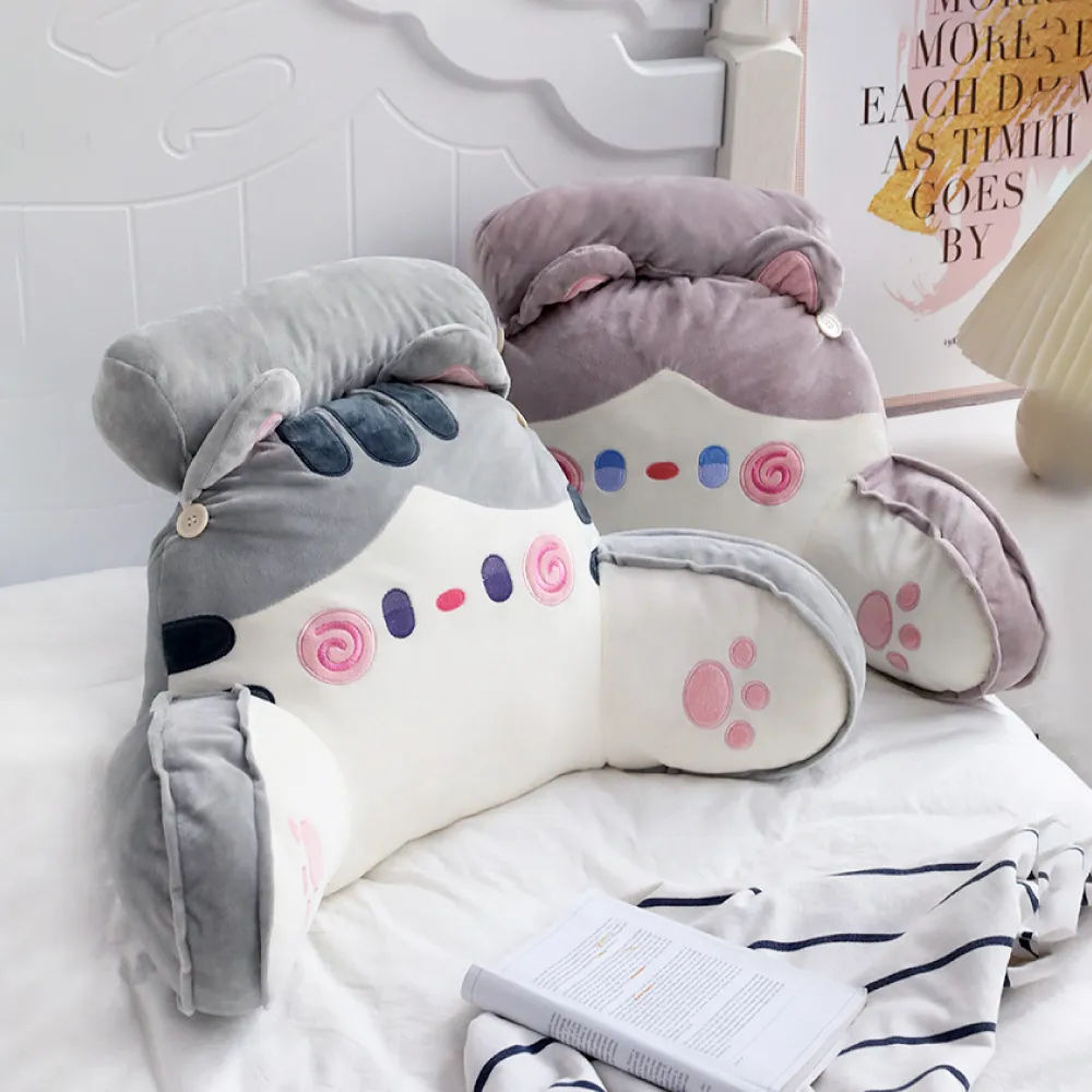 【Pure Sleep 純好眠】抱抱貓護腰靠枕72x50cm(腰靠 床頭靠枕 沙發靠枕 三角靠枕 護腰 靠墊 靠枕)