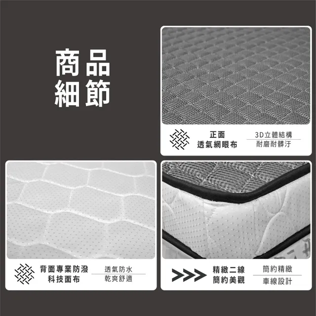 【ASSARI】雙人3M防潑水3D透氣雙面可睡12cm日式床墊5x6.2尺x12cm