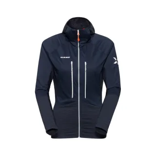 【Mammut 長毛象官方直營】Eiger Nordwand Hybrid Hooded 極限艾格防潑水連帽外套 夜藍 女款 #1014-05590