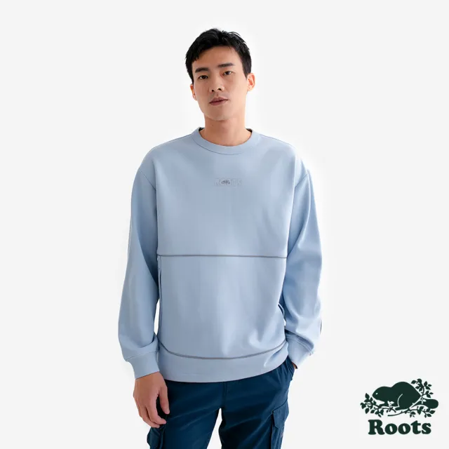 【Roots】Roots男裝- REFLECTIVE BEAVER 圓領上衣(冰川藍)