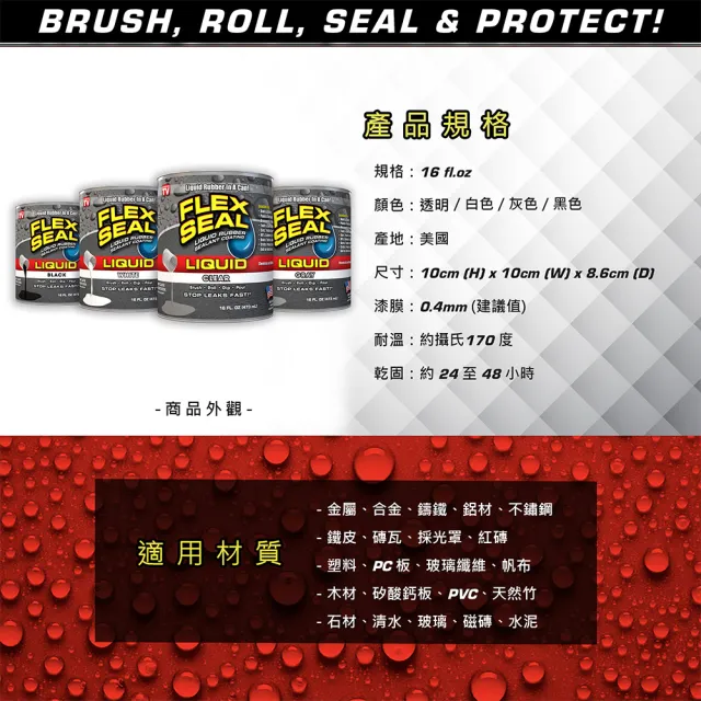 【FLEX SEAL】FLEX SEAL LIQUID 飛速萬用止漏膠 多色澤(橡膠塗料／473 ml)