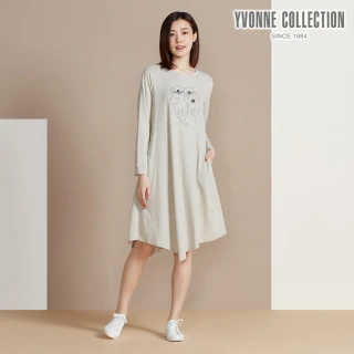 【YVONNE 以旺傢飾】出清品 牽手海獺網印長袖洋裝(網路限定)