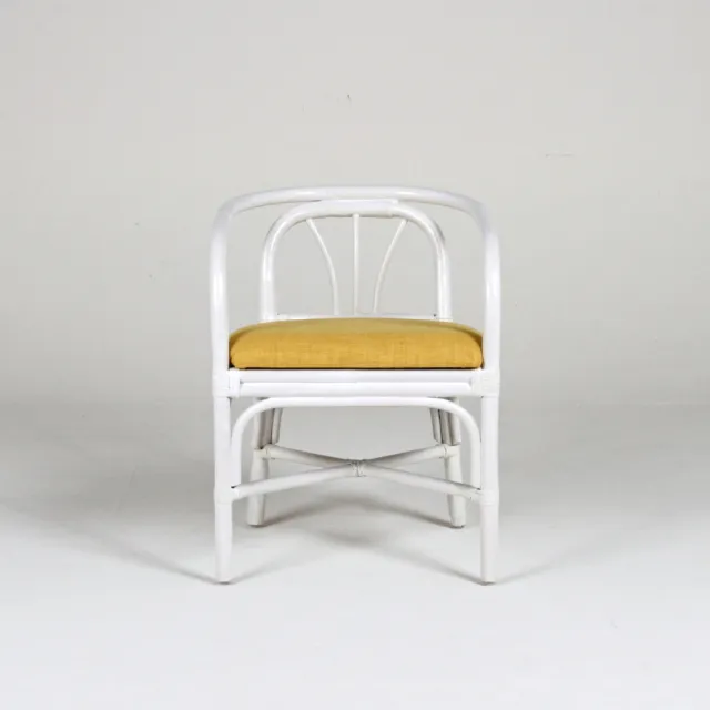 【山茶花家具】藤餐椅-藤條結構 室內椅DC112WW黃(白色餐椅)