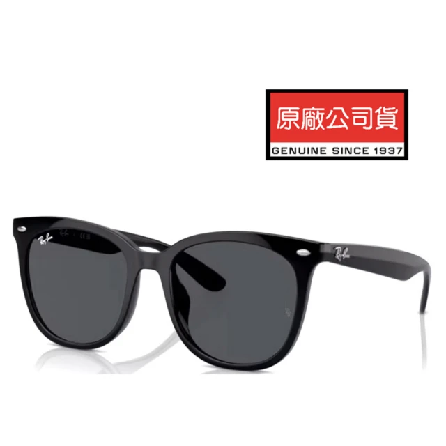 RayBan 雷朋 亞洲版 時尚大鏡面太陽眼鏡 舒適加高鼻翼 RB4379D 601/87 黑框抗UV深灰鏡片 公司貨