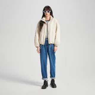 【SOMETHING】女裝 寬版絎縫外套(米白色)