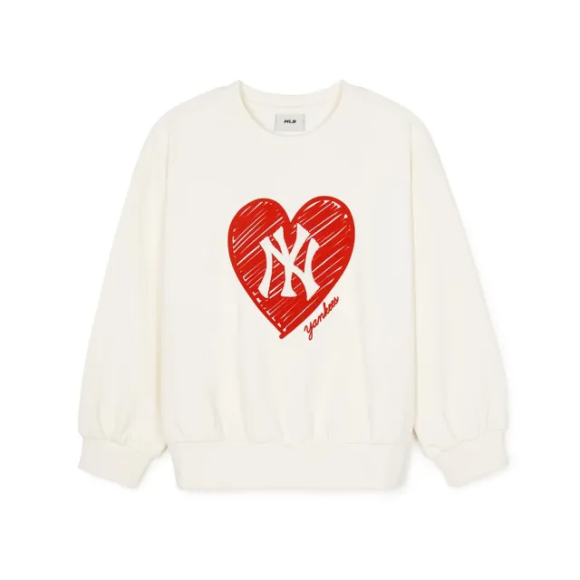 【MLB】童裝 大學T Heart系列 紐約洋基隊(7FMTH0344-50CRS)